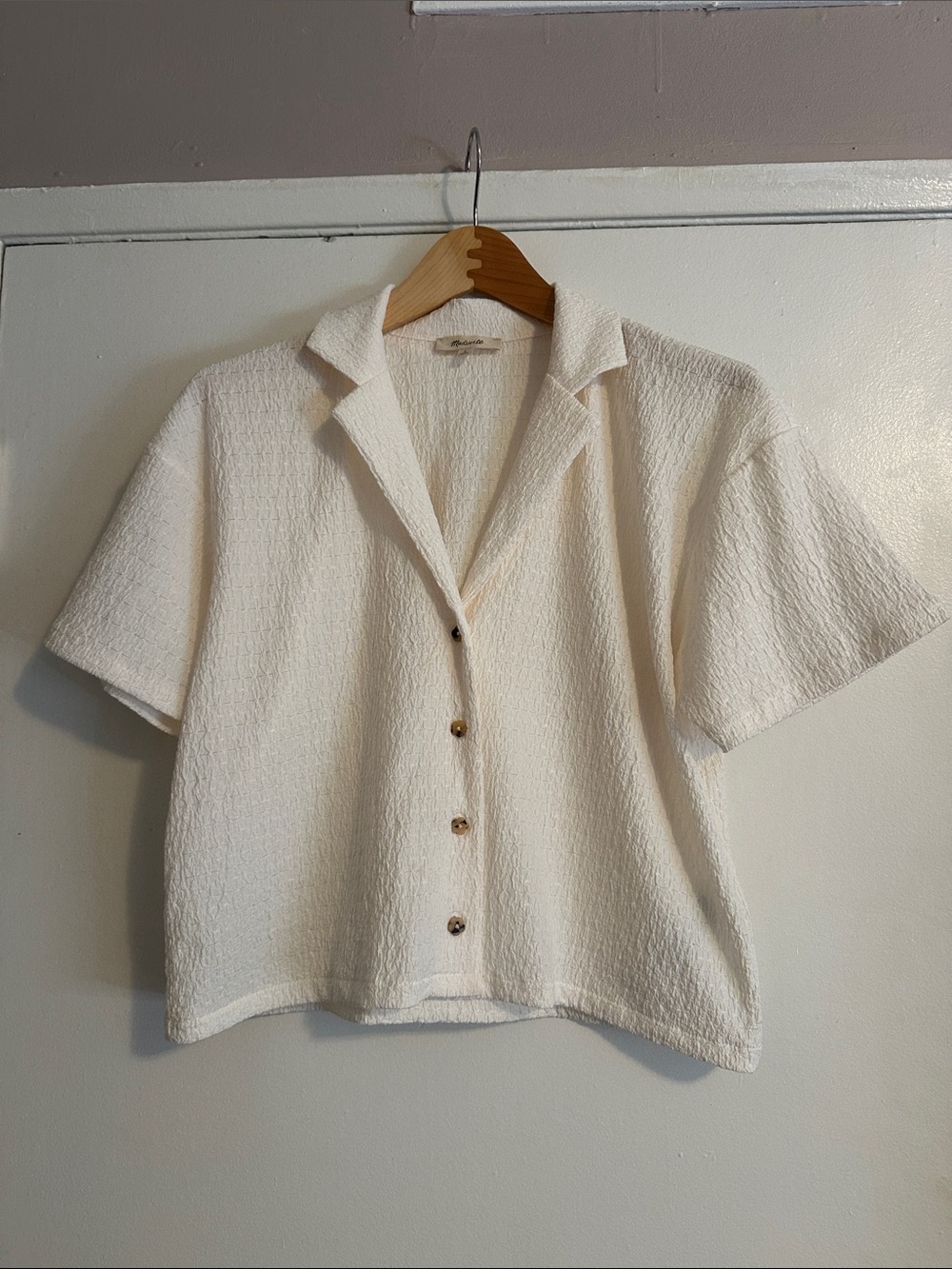 Madewell Cream Textured Button-Front Top